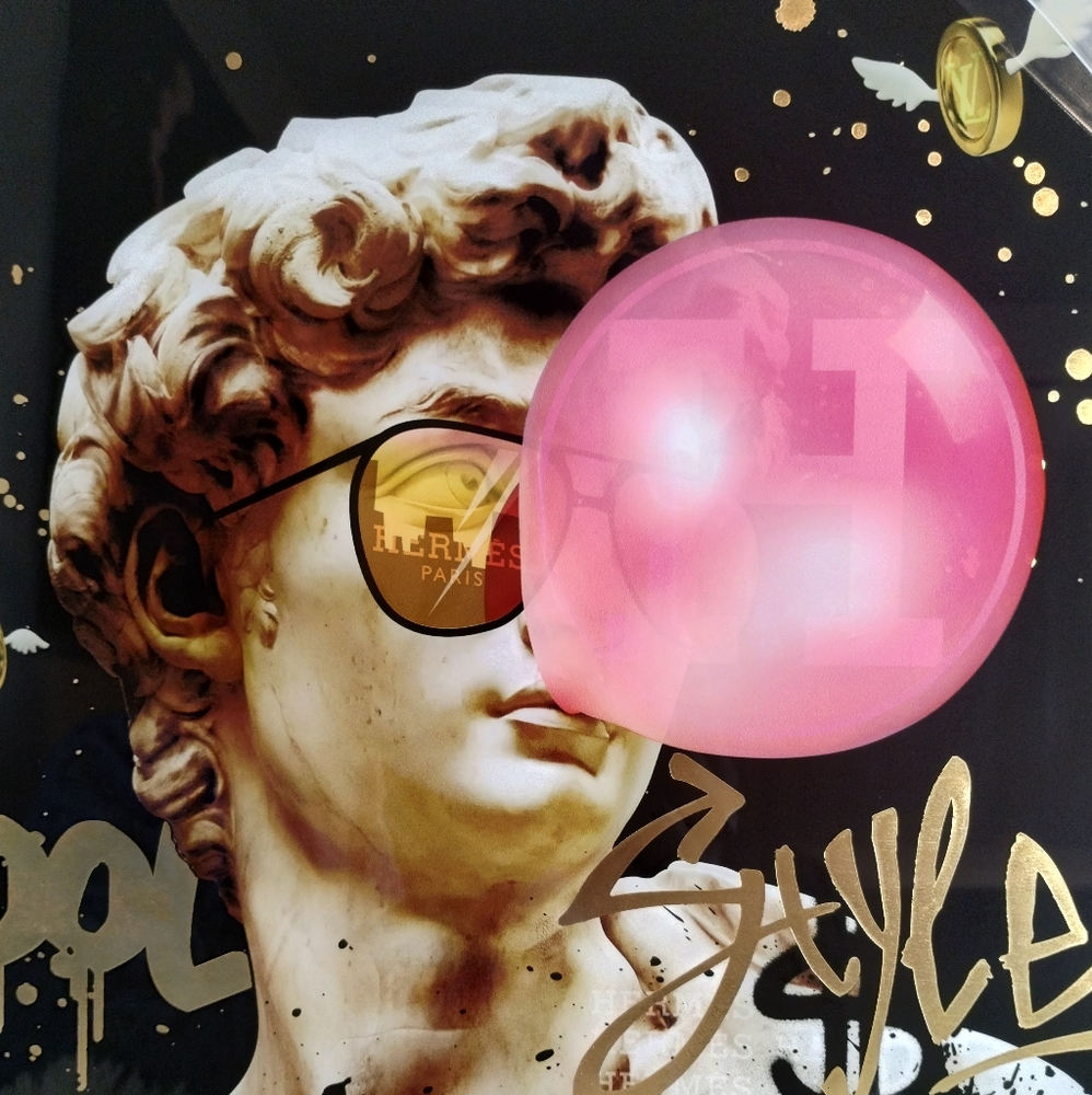 David Statue Lux Bubblegum Graffiti Wall Art - Picture 2 of 4